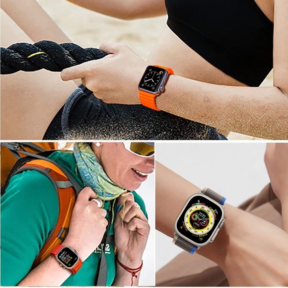 5for$10 42mm/44mm/45mm Adjustable Apple Watchband Ribbed Navy Blue NWT - Picture 3 of 4